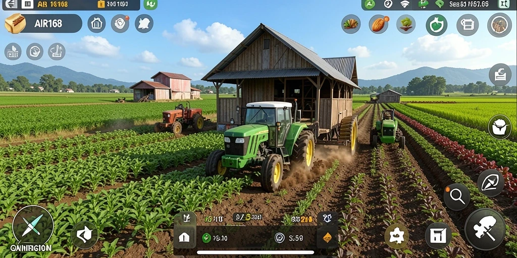 Tampilan gameplay AIR168 yang menakjubkan dengan kebun subur.