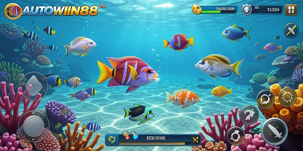 Tampilan gameplay seru dalam Tembak Ikan AUTOWIN88.