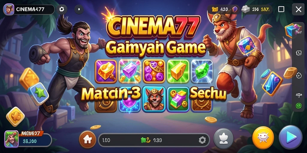 Tampilkan gameplay seru CINEMA77 dengan tantangan Match-3 yang memikat.