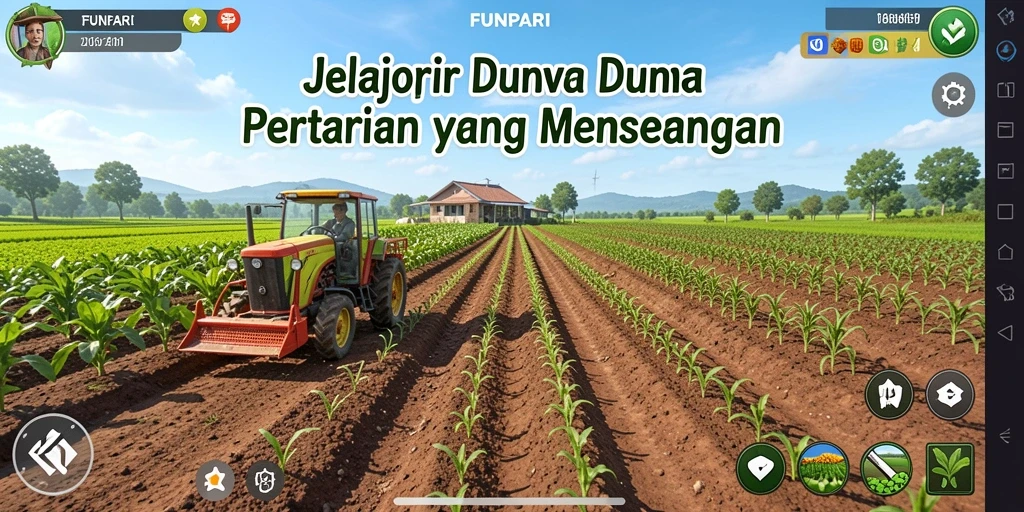 Screenshot gameplay <strong>FUNPARI</strong> yang menunjukkan kegiatan bertani yang seru.