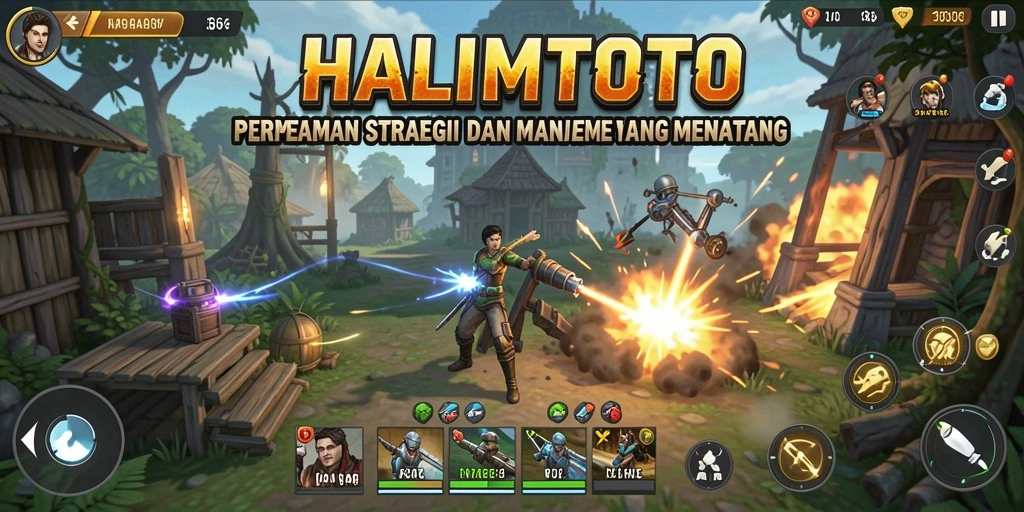 Tangkapan layar HALIMTOTO menampilkan aksi strategi yang mendebarkan dalam permainan SLG.
