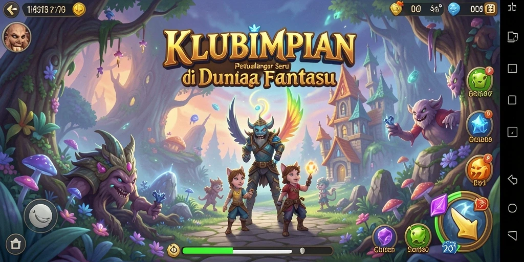 Tampilan utama gameplay KLUBIMPIAN menampilkan petualangan seru.