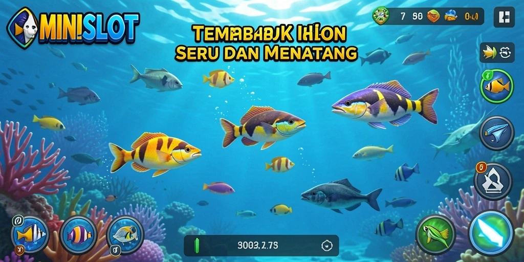 Gameplay menarik dalam MINISLOT dengan berbagai ikan untuk ditembak.