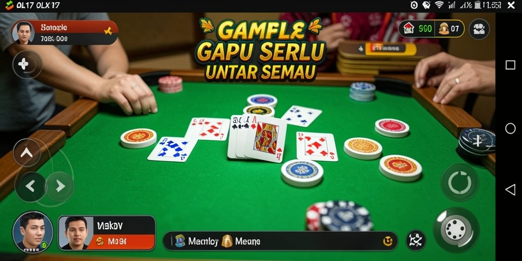 Screenshot gameplay OLX17 yang menunjukkan keseruan bermain Gaple.
