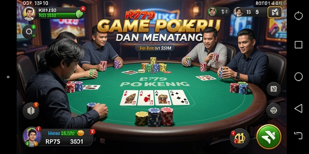 Screenshot gameplay RP79 menampilkan suasana permainan poker yang seru.
