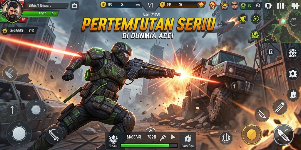 Screenshot gameplay V21 menampilkan aksi mendebarkan di arena pertempuran.